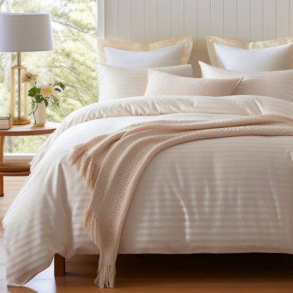 posciel satyna bawelniana cizgili capuccino 180x20