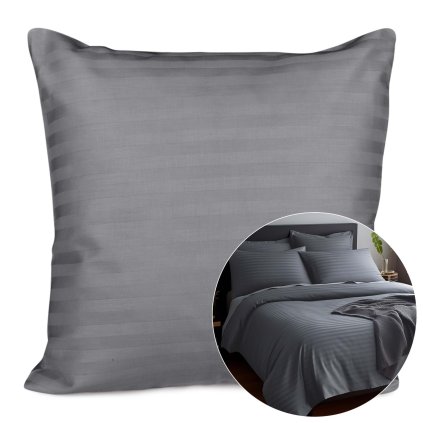 poszewka satyna bawelna cizgili anthracite 40x40