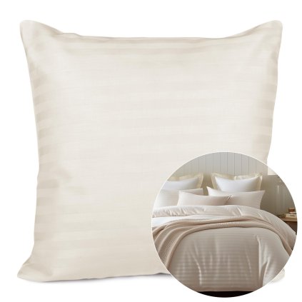 poszewka satyna bawelna cizgili cream 40x40