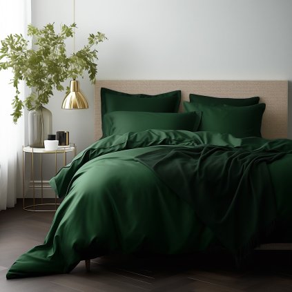 posciel satyna bawelniana zielen butelkowa 036 140