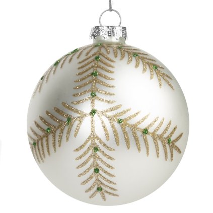 SADA 4KS VÁNOČNÍ OZDOBA SKLENĚNÁ (FI) 8CM BÍLÁ