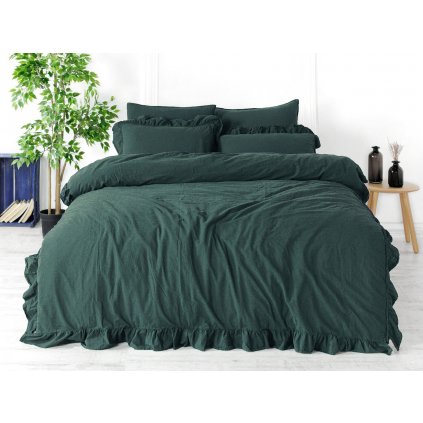 posciel bawelniana dark green 160x200 p stonewash