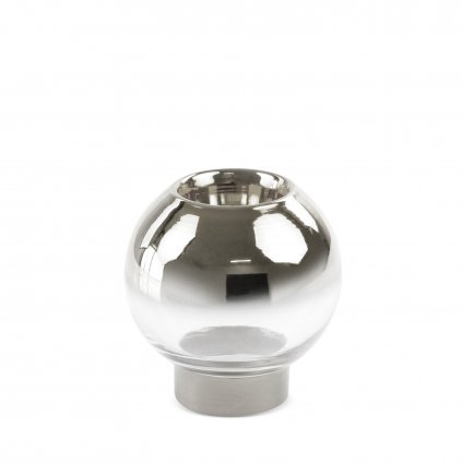 DEKORAČNÍ SKLENĚNÝ SVÍTNÍK ZOJA (FI) 15X15 CM STŘÍBRNÉ