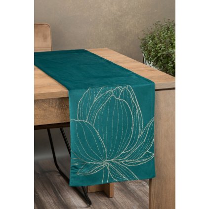 UBRUS BLINK 12 35X140 CM TMAVĚTYRKYSOVÝ