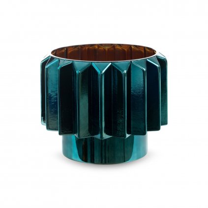 DEKORAČNÍ SKLENĚNÝ KVĚTINÁČ IRMA (01) (FI) 25X20 CM TYRKYSOVÁ