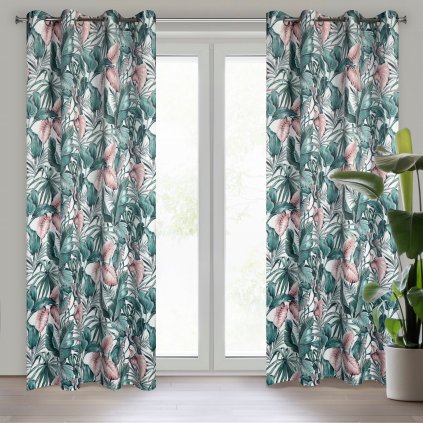 ZATEMŇOVACÍ ZÁVĚS NA KROUŽCÍCH MADERU 140X250 CM VZOROVANÁ