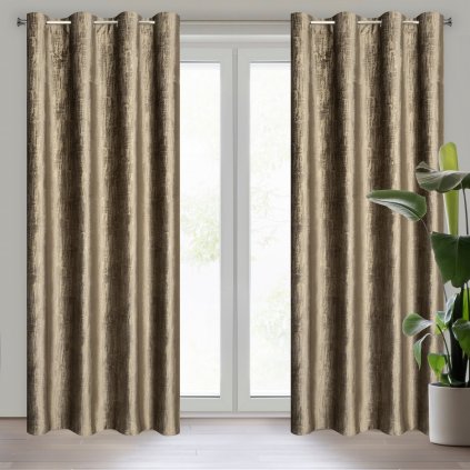 ZATEMŇOVACÍ ZÁVĚS NA KROUŽCÍCH MARSALA 140X250 CM HNĚDÁ