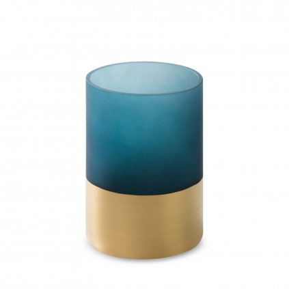 SKLENĚNÝ SVÍTNÍK LIMITED COLLECTION MUSA 10X15 CM TMAVĚMODRÁ/ZLATÁ