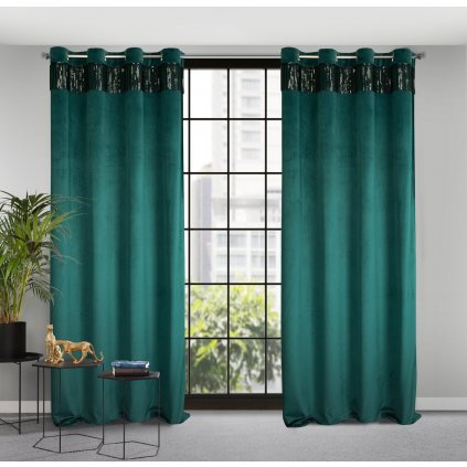 ZATEMŇOVACÍ ZÁVĚS NA KROUŽCÍCH JASPIS 140X250 CM TMAVÁ ZELENÁ