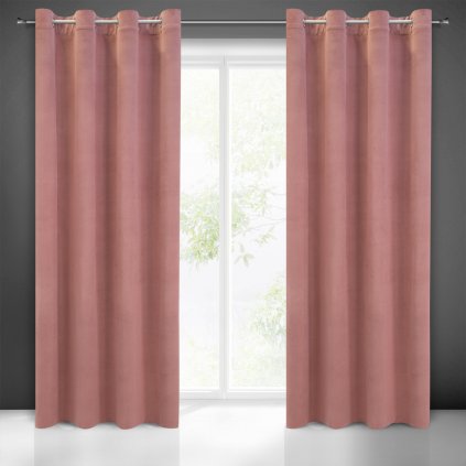 ZATEMŇOVACÍ ZÁVĚS NA KROUŽCÍCH MILO 140X250 CM STARORŮŽOVÁ