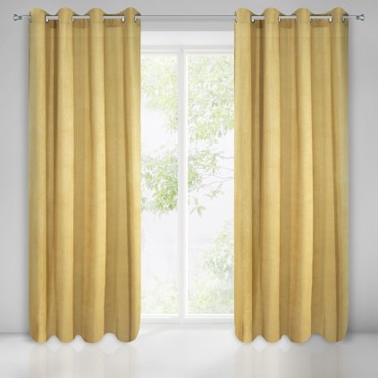 ZATEMŇOVACÍ ZÁVĚS NA KROUŽCÍCH CLARISA 140X270 CM ZLATÁ