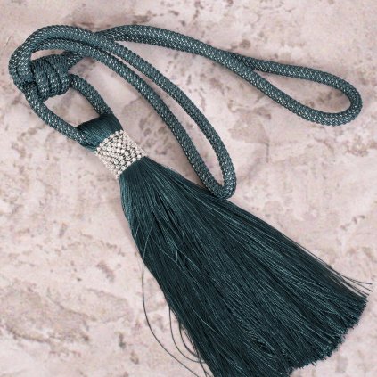 DEKORAČNÍ ŠŇŮRA NA ZÁVĚS GLORIA TMAVĚTYRKYSOVÁ