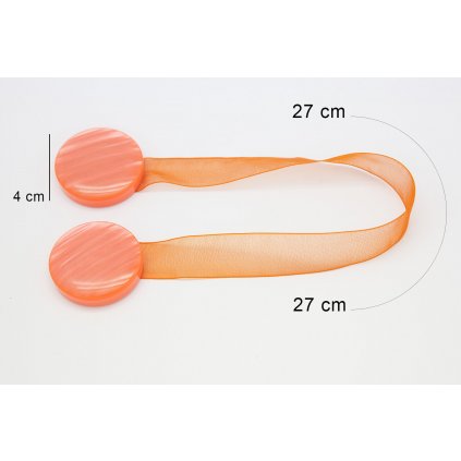 SADA 2KS DEKORAČNÍ SPONA NA ZÁVĚS 67 S MAGNETEM ORANŽOVÁ