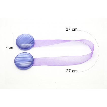 SADA 2KS DEKORAČNÍ SPONA NA ZÁVĚS 67 S MAGNETEM FIALOVÁ