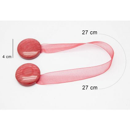 SADA 2KS DEKORAČNÍ SPONA NA ZÁVĚS 67 S MAGNETEM ČERVENÁ