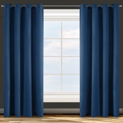 ZÁVĚS NA KROUŽCÍCH ADORE 140X250 CM TMAVĚMODRÁ