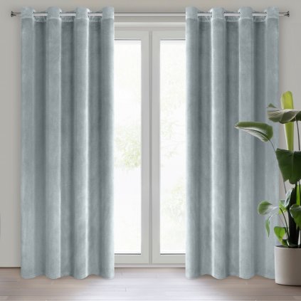 ZATEMŇOVACÍ ZÁVĚS NA KROUŽCÍCH SAMANTA 140X250 CM ŠEDÁ