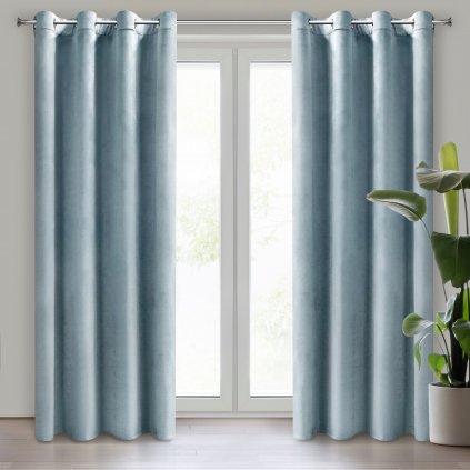 ZATEMŇOVACÍ ZÁVĚS NA KROUŽCÍCH MELANIE 140X250 CM BLEDĚMODRÁ