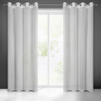 ZÁVĚS NA KROUŽCÍCH KEJTI 140X250 CM BÍLÁ