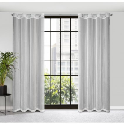 ZÁCLONA NA KROUŽCÍCH NOELIA 140X250 CM BÍLÁ