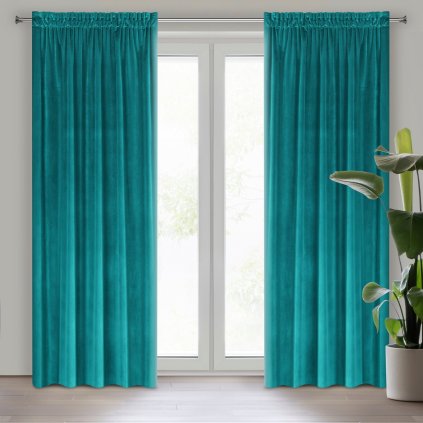 ZATEMŇOVACÍ ZÁVĚS NA PÁSCE SAMANTA 140X270 CM TYRKYSOVÁ