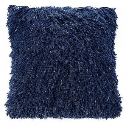 CHLUPATÝ DEKORAČNÍ POVLAK NA POLŠTÁŘ CELÍ 40X40 CM TMAVĚMODRÁ