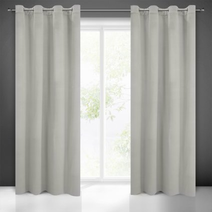 ZATEMŇOVACÍ ZÁVĚS NA KROUŽCÍCH MILO 140X250 CM ŠEDÁ