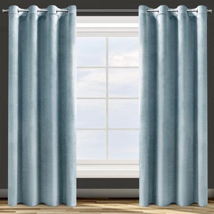 ZATEMŇOVACÍ ZÁVĚS NA KROUŽCÍCH ROSA 140X250 CM MODRÁ