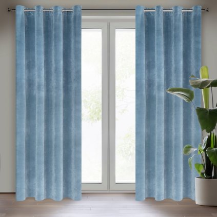 ZATEMŇOVACÍ ZÁVĚS NA KROUŽCÍCH RIA 140X250 CM MODRÁ