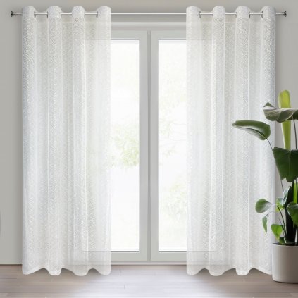 ZÁCLONA NA KROUŽCÍCH AMANDA 140X250 CM KRÉMOVÁ