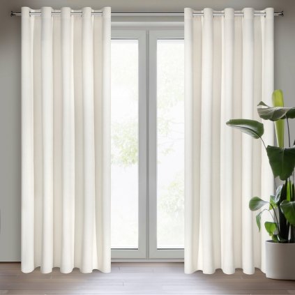 ZATEMŇOVACÍ ZÁVĚS NA KROUŽCÍCH RIA 140X250 CM KRÉMOVÁ
