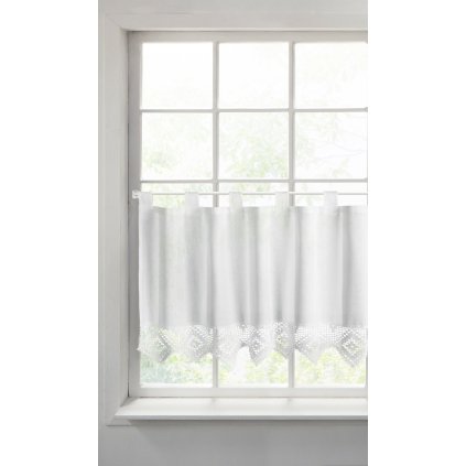 KRÁTKÁ ZÁCLONA NA POUTKÁCH ISAAC 150X60 CM BÍLÁ