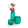 DEKORAČNÍ SKLENĚNÁ VÁZA CHIA (3) (FI) 17X16 CM TYRKYSOVÁ