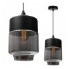 nowoczesna lampa wiszaca z podluznym kloszem z ciemnego szkla