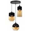 lampa wiszaca o trzech zrodlach swiatla ze szklanymi kloszami