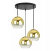 nowoczesna lampa wiszaca zlote klosze na podsufitce bergen gold