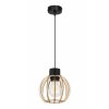 nowoczesna lampa zwis timber z drewnianym kloszem kula
