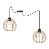 stylowa lampa wiszaca spider timber z drewnianymi kulistymi kloszami eko