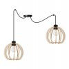 stylowa lampa wiszaca spider timber z drewnianymi kulistymi kloszami eko