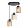 nowoczesna lampa wiszaca na podsufitce timber z drewnianymi kloszami walec styl eko