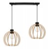 nowoczesna lampa wiszaca na listwie timber z drewnianymi kloszami