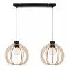nowoczesna lampa wiszaca na listwie timber z drewnianymi kloszami