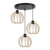 lampa wiszaca na okraglej podsufitce timber z drewnianymi kloszami