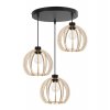 lampa wiszaca na okraglej podsufitce timber z drewnianymi kloszami
