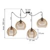 lampa wiszaca z drewnianymi kloszami typ pajak spider timber