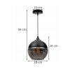 nowoczesna lampa wiszaca z kulistym kloszem z ciemnego szkla