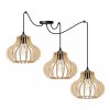 nowoczesna lampa z kloszami drewnianymi spider timber