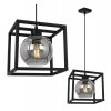 modernistyczna lampa wiszaca szklany haga cage grafitowy klosz