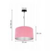 lampa wiszaca z rozowym abazurem i efektownym srebrnym wnetrzem