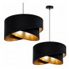 elegancka lampa wiszaca welurowa czarna ze zlotym srodkiem